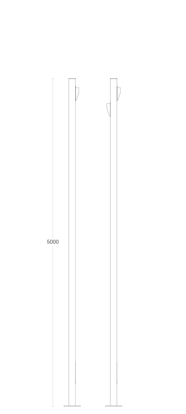 Vertical Light Bar - dimensional drawing